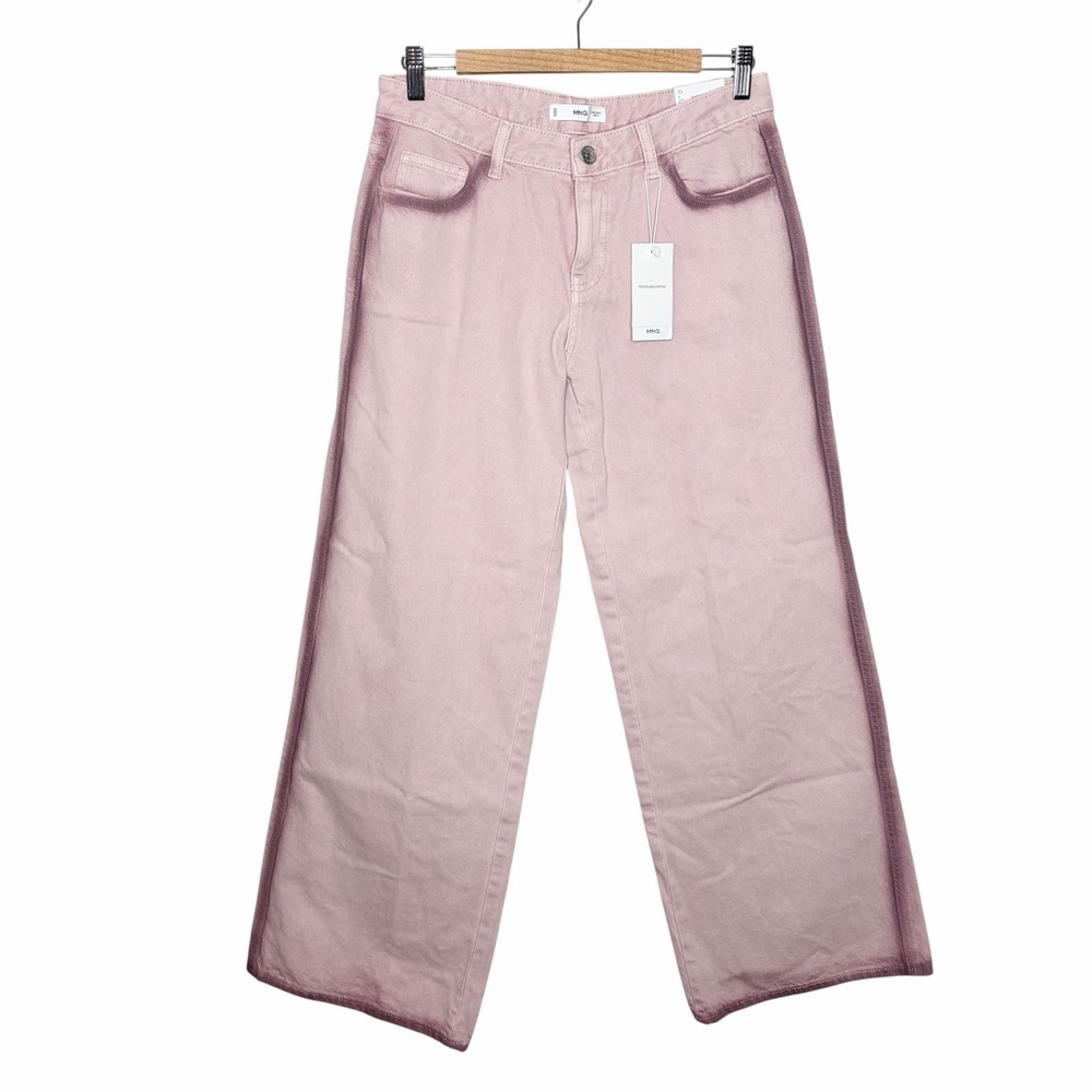 Mango MNG Wide Leg Jeans Pink Womens Size 6 Mid Rise Full Length Skater 90s Y2K